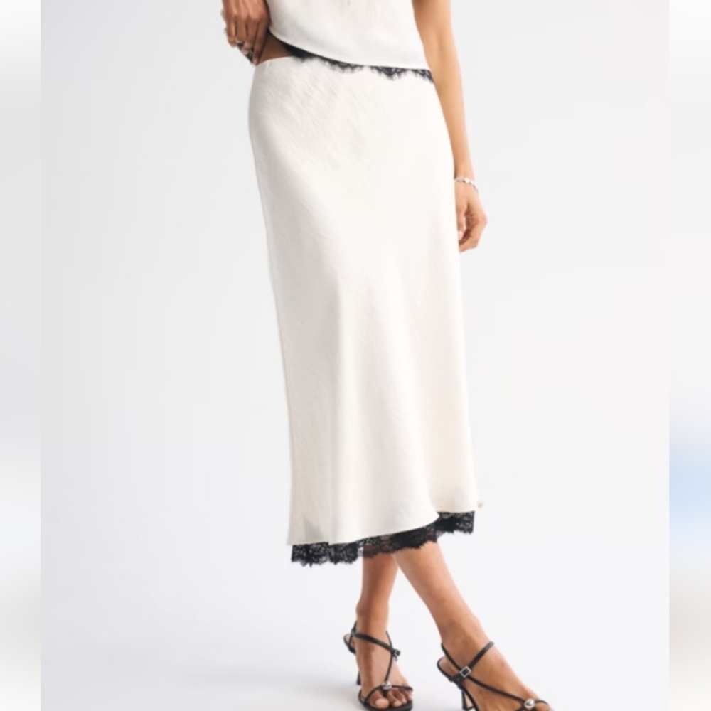 A New Day Lace Trim Midi Skirt - Picture 3 of 5